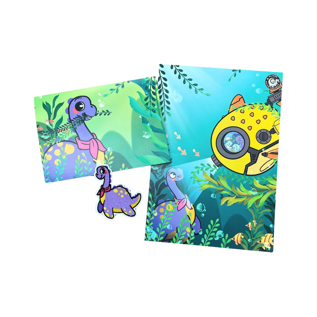 Pip the Sea Monster Underwater POP Greeting Card with Patch