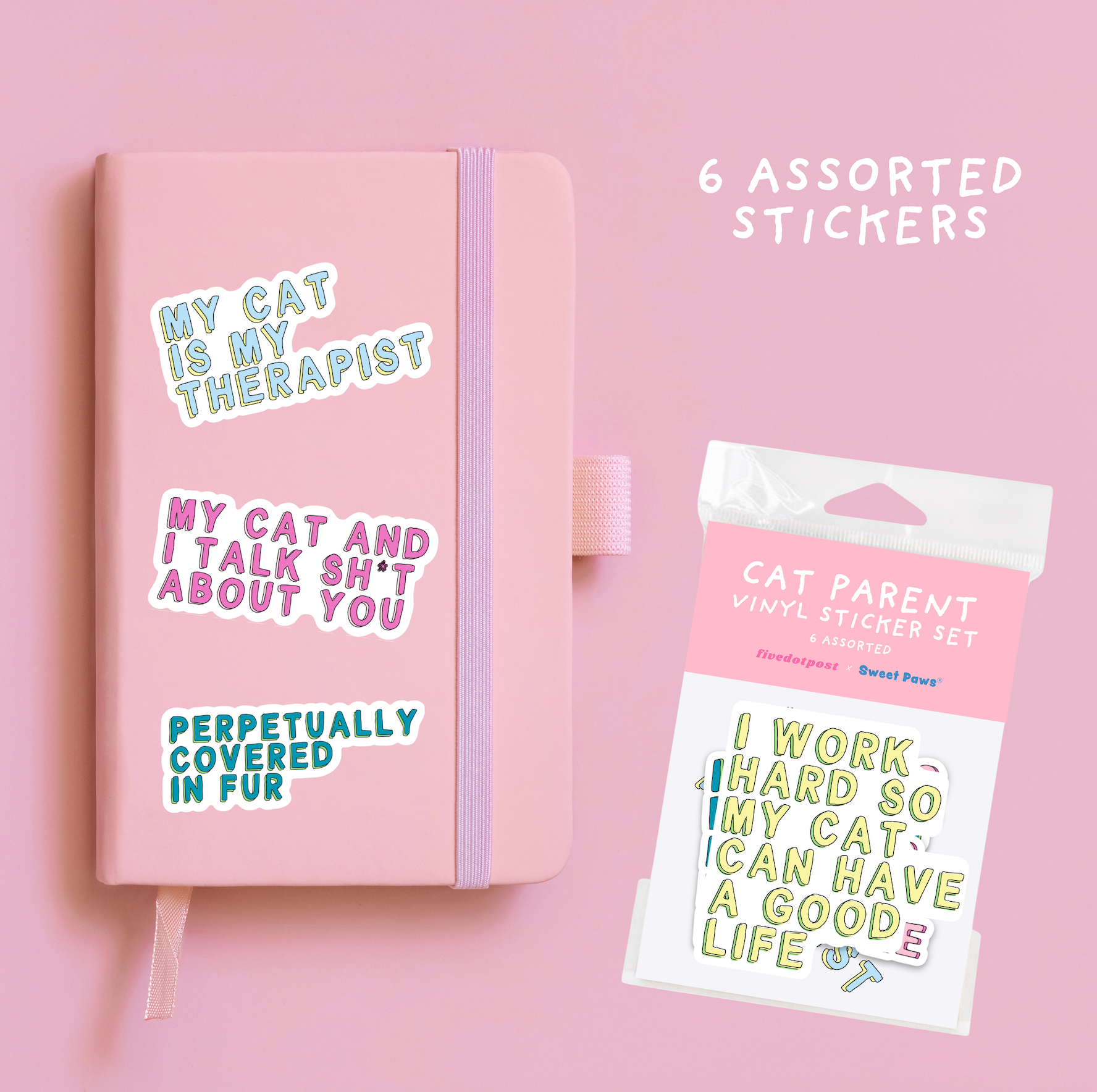 Cat Parent Vinyl Sticker Pack – Set of 6 Pet Owner Stickers