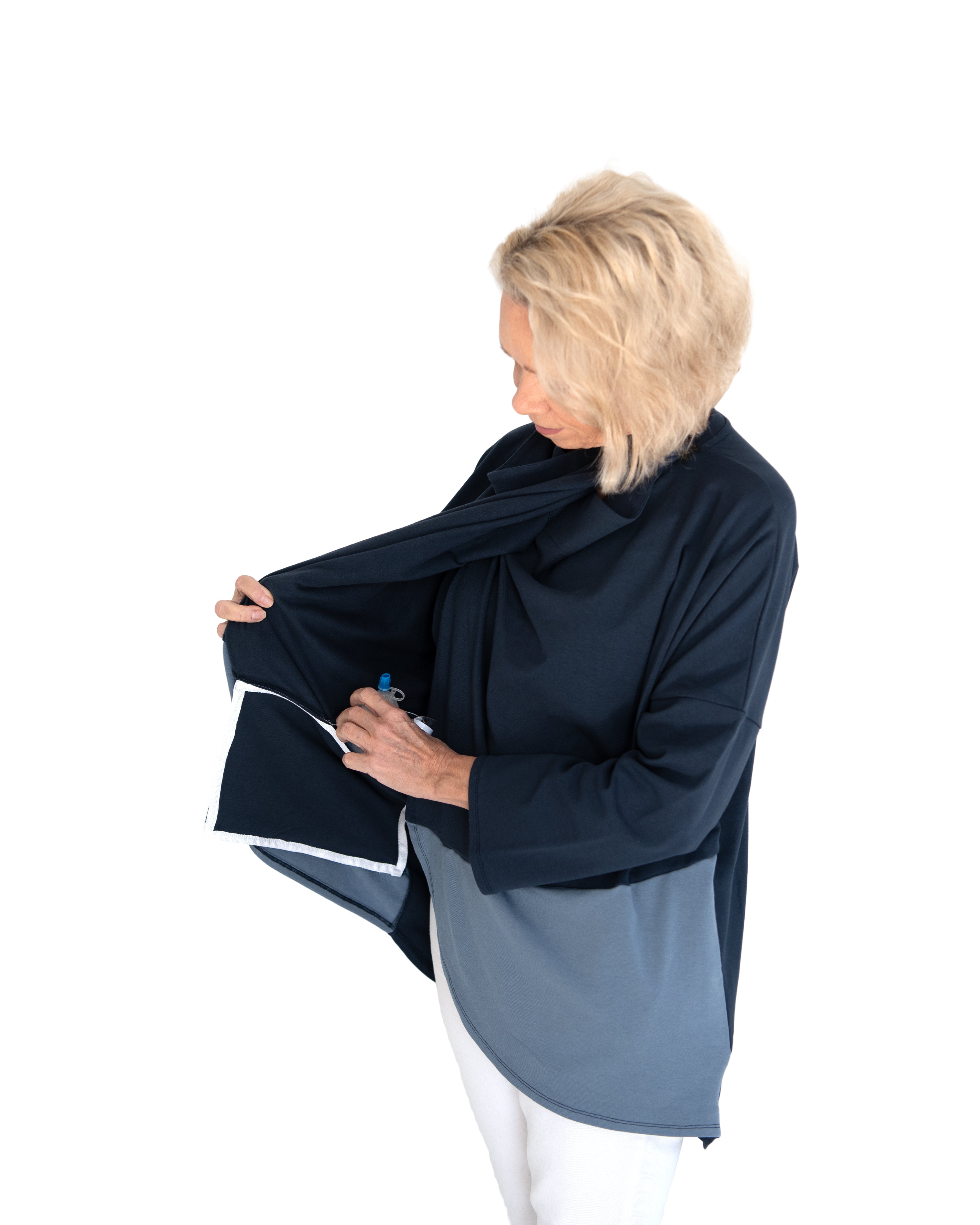 Colorblock Wrap Shirt with Drain Pockets
