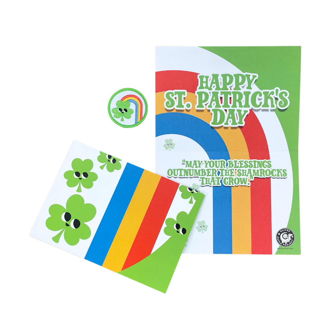 St. Patrick's Day Shamrock POP Greeting Card with Patch
