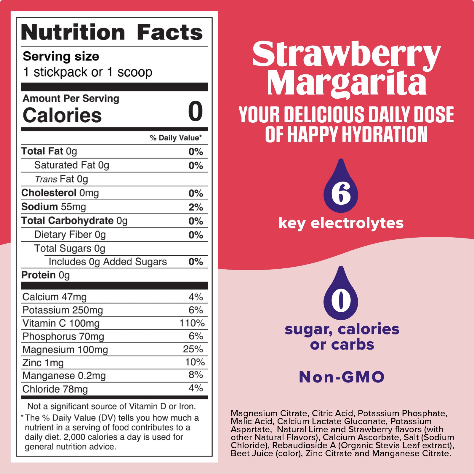 Strawberry Margarita Mocktini Daily Electrolyte Drink Mix