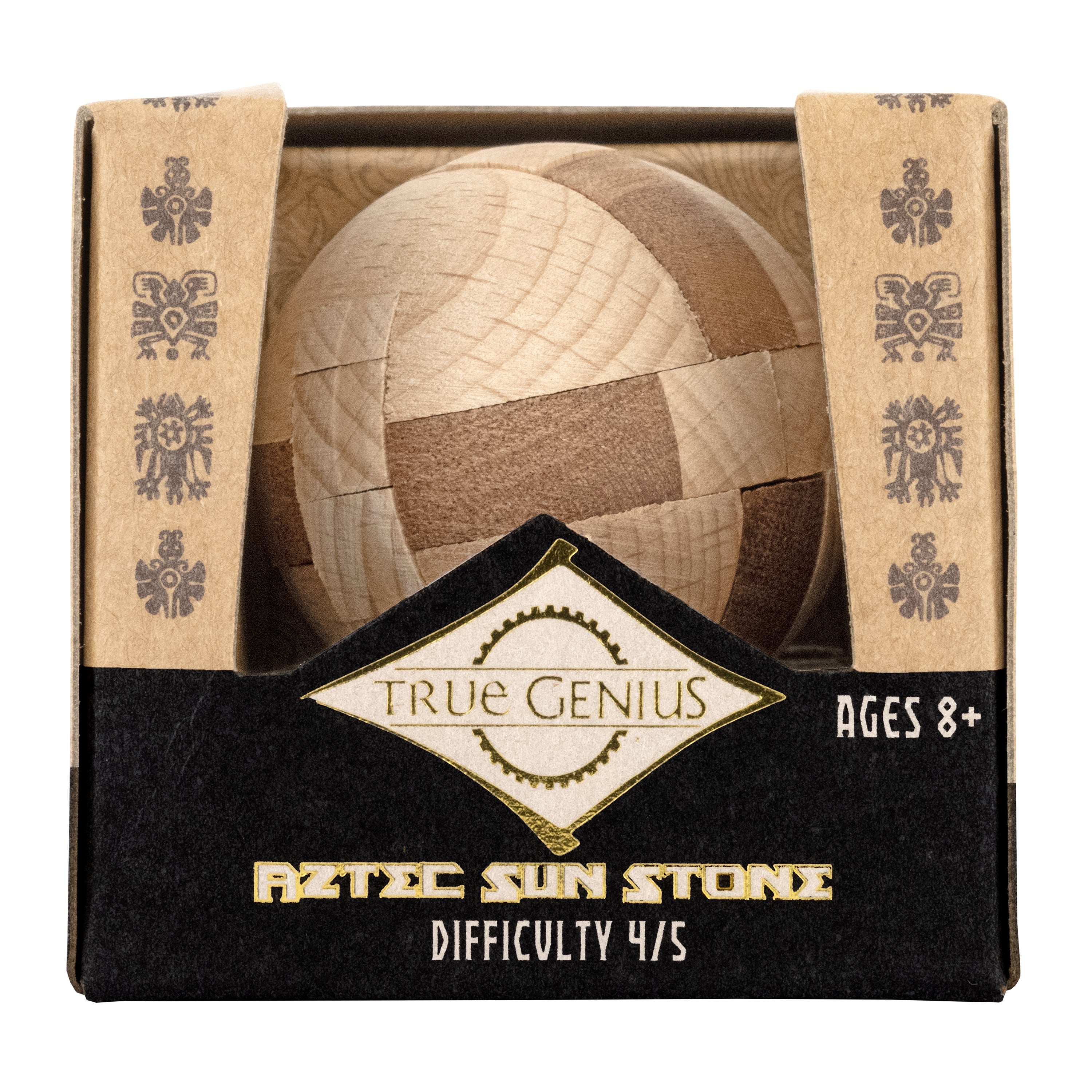Aztec Sun Stone - Interlocking Wooden Sphere Puzzle