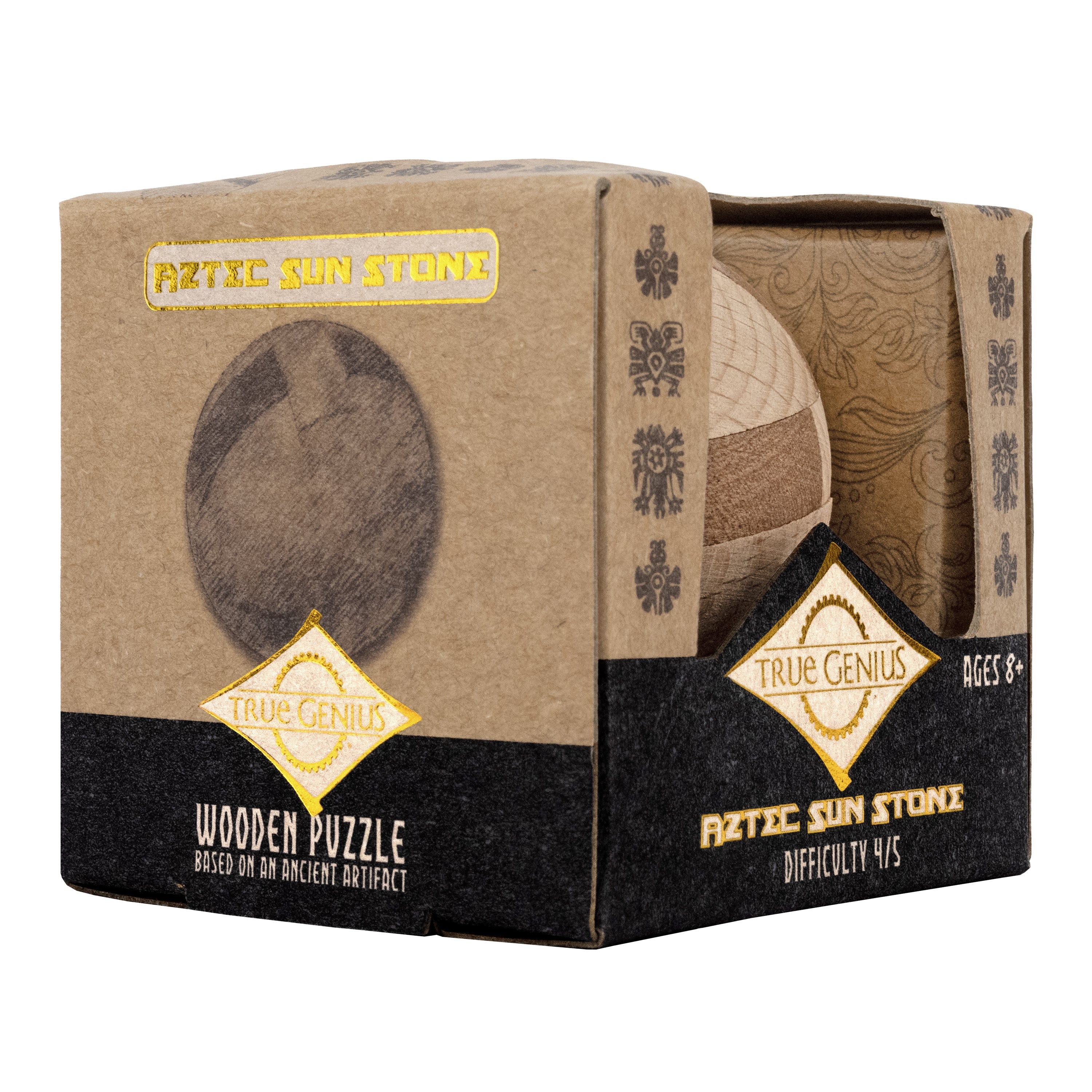 Aztec Sun Stone - Interlocking Wooden Sphere Puzzle