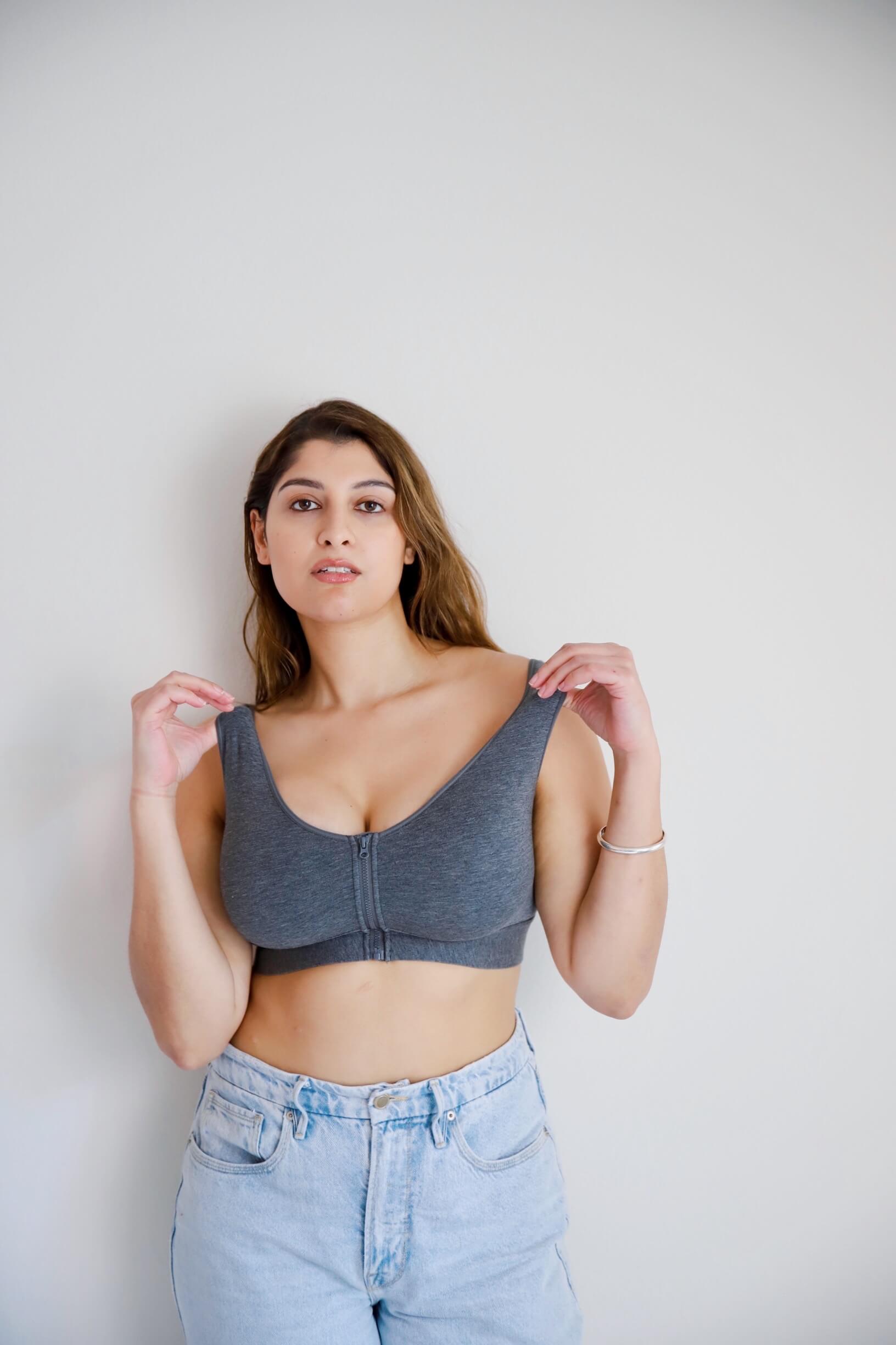 Wilderness Front Closure Bralette for Mastectomy Lumpectomy Reconstruction Gray
