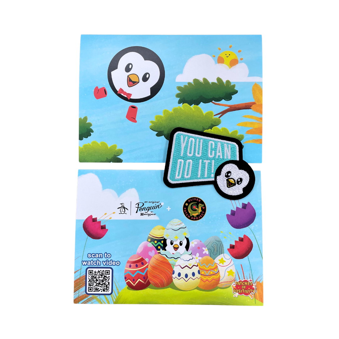 You Can Do It Positive Penguin POP Greeting Card with Patch