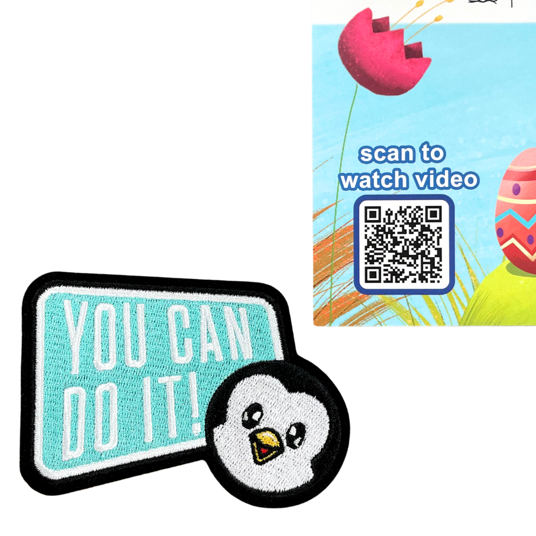 You Can Do It Positive Penguin POP Greeting Card with Patch