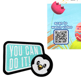 You Can Do It Positive Penguin POP Greeting Card with Patch