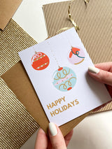 Happy Holiday Hanging Ornaments Holiday Card