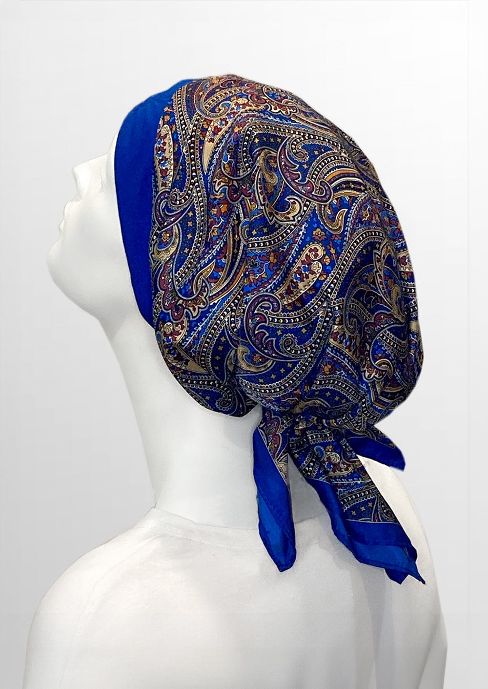 Retro Kerchief Headscarf - Blue  Paisley