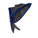 Retro Kerchief Headscarf - Blue  Paisley