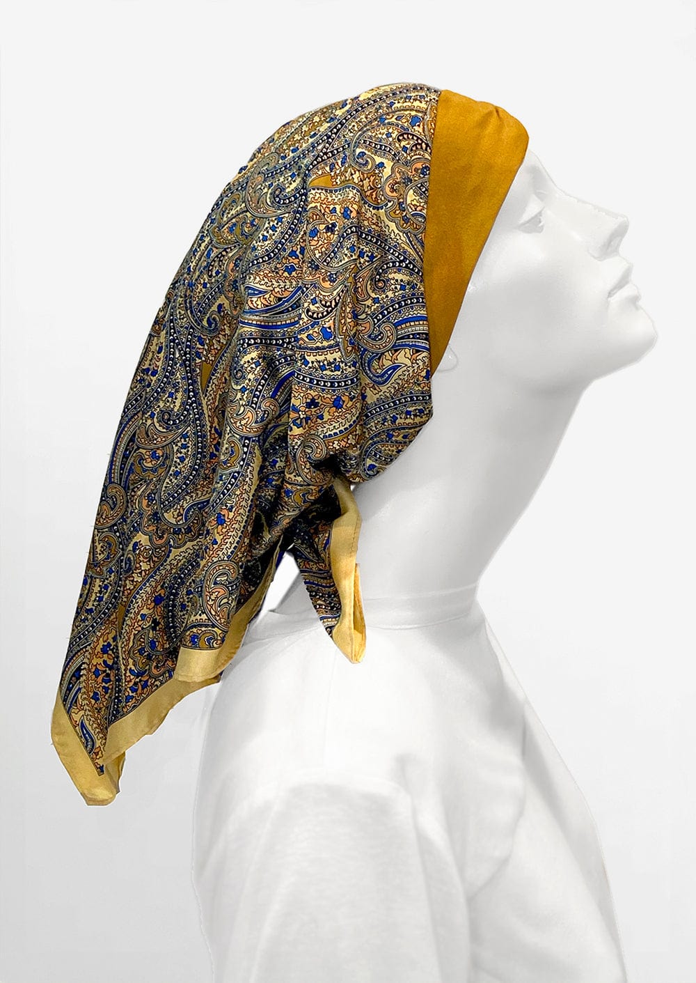 Retro Kerchief Headscarf - Gold Paisley