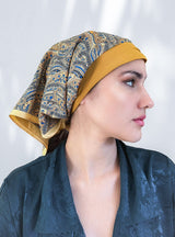 Retro Kerchief Headscarf - Gold Paisley
