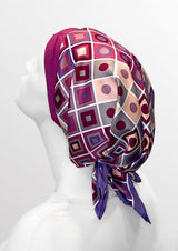 Retro Kerchief Headscarf - Pink Geometric