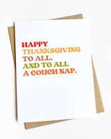 Couch Nap Funny Thanksgiving Card Cute Turkey Day Card