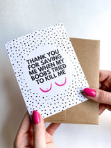 Funny Breast Cancer Doctor Thank You Card – Oncologist Appreciation Greeting Card