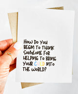 Thank You Card for Labor and Delivery Nurse, Thank You for Doula Card, Thank You