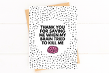 Thank You For Saving Me Brain Cancer Doctor Card