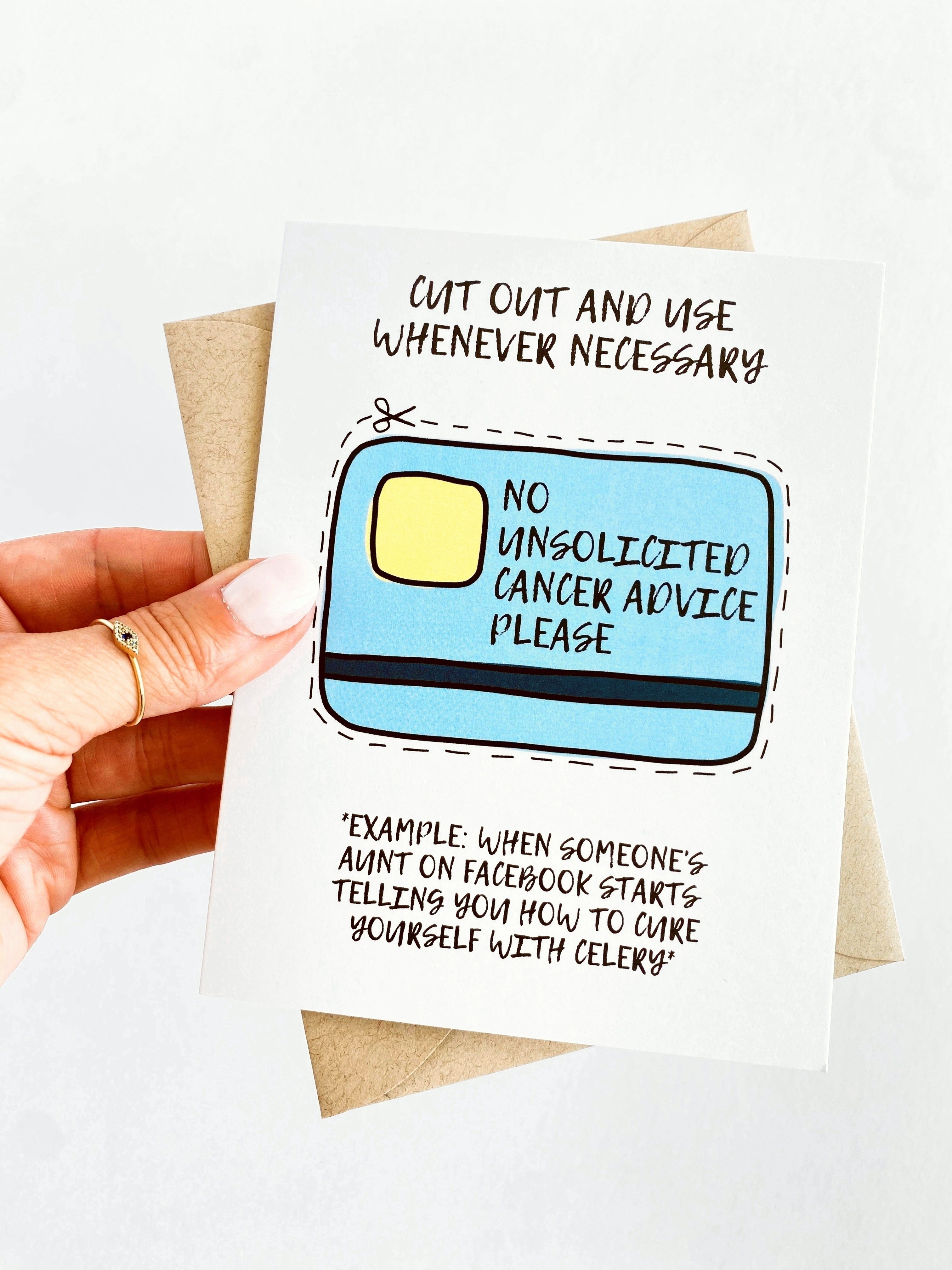 No Unsolicited Cancer Advice Funny Get Well Card