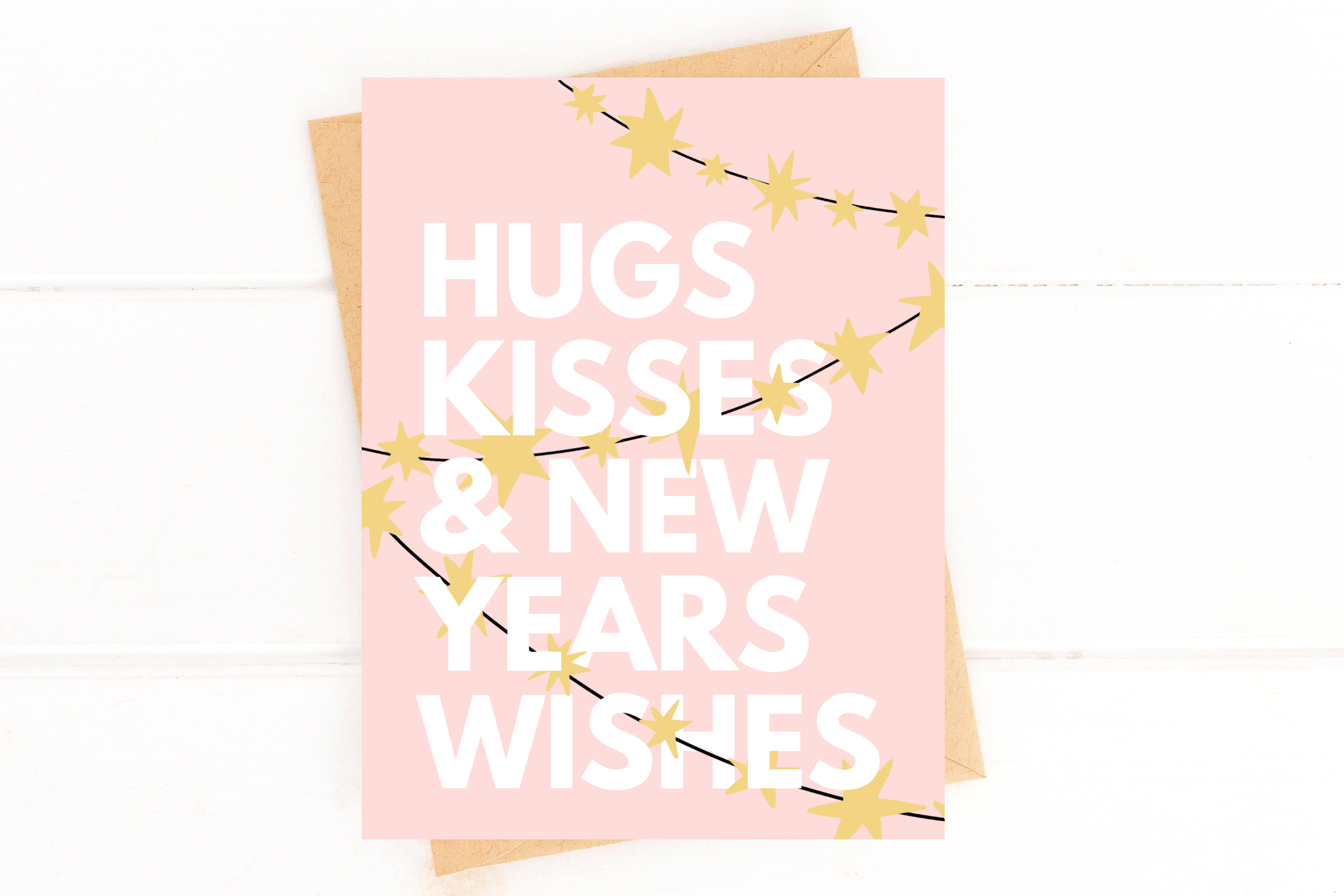 Hugs Kisses and New Year's Wishes Season's Greetings Card