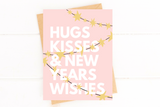 Hugs Kisses and New Year's Wishes Season's Greetings Card