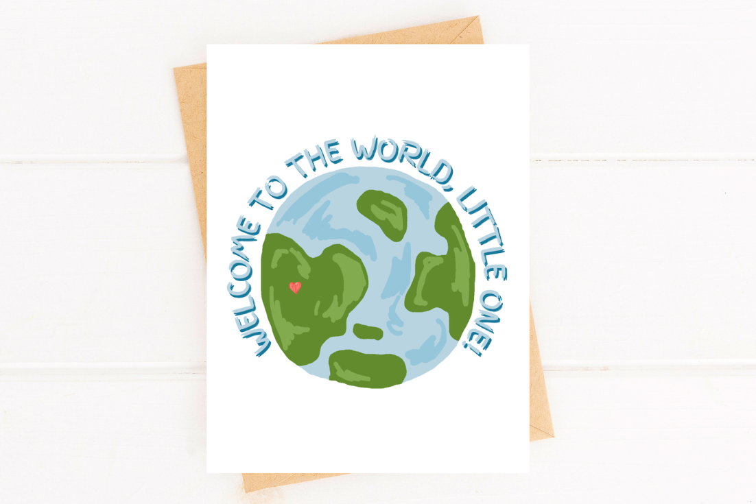 Welcome to The World New Baby Card for Baby Shower or Birth