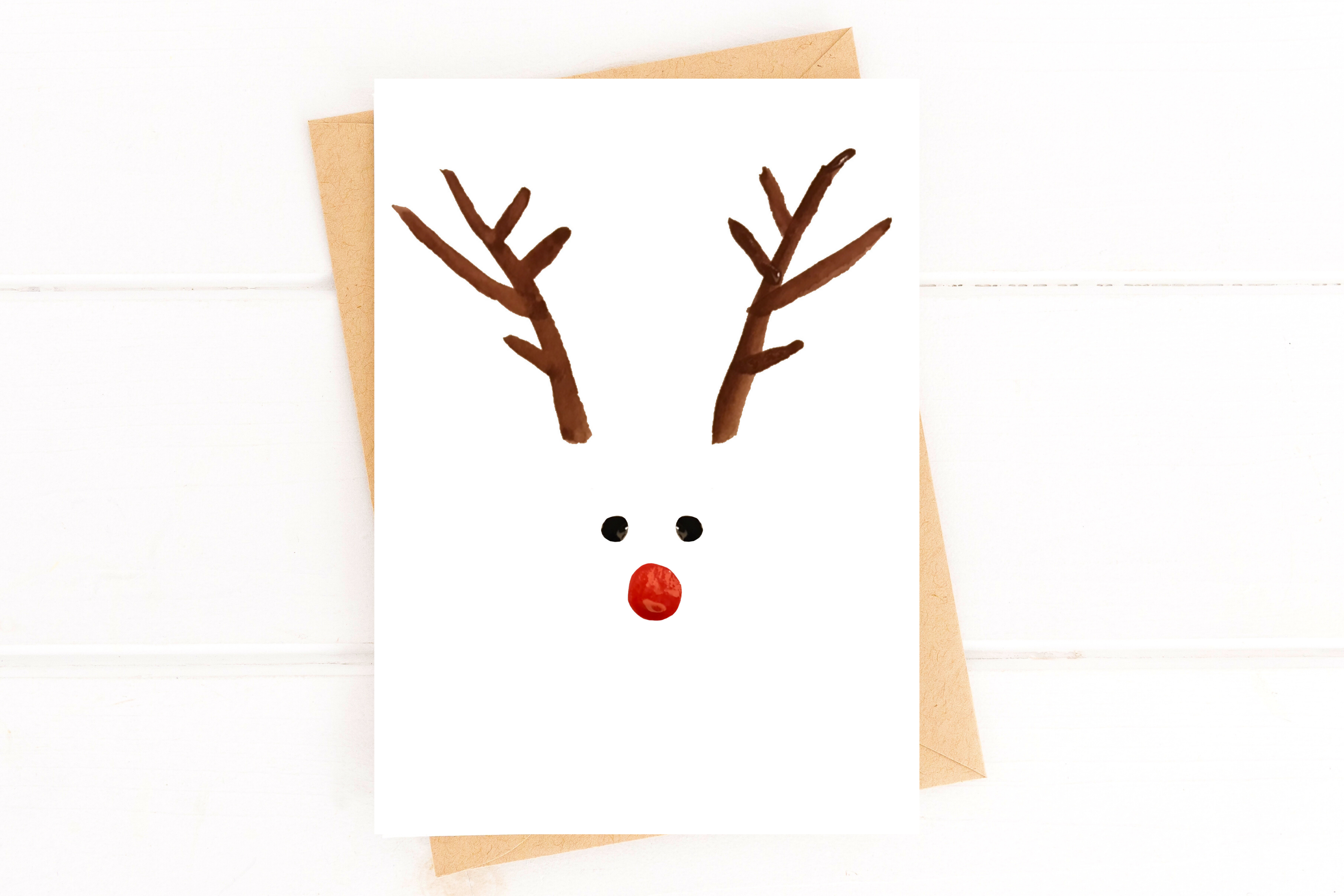 Christmas Reindeer Card – Minimalist Watercolor Holiday Greeting