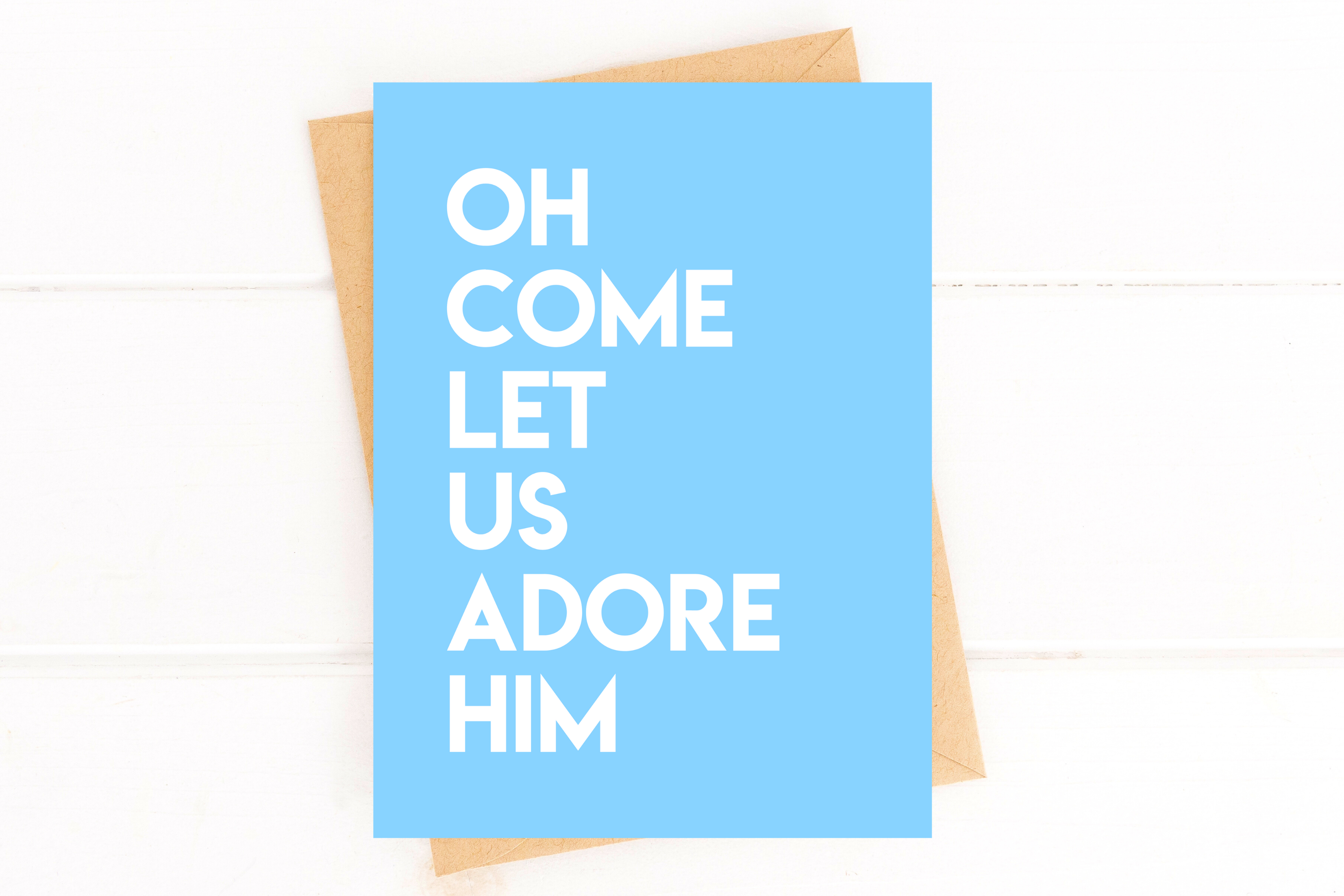 Oh Come Let Us Adore Him Modern Religious Christmas Card