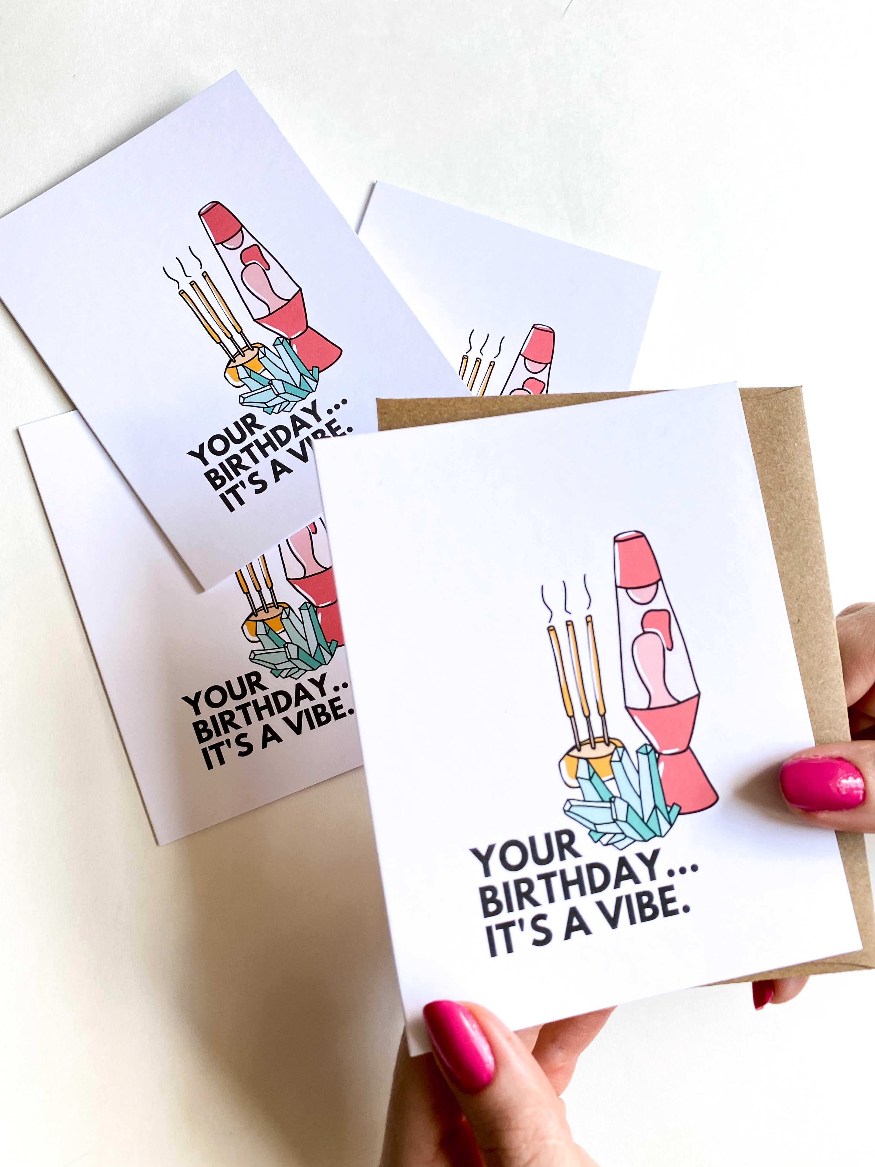 Your Birthday It's a Vibe Birthday Card Crystal Birthday Incense Birthday Card