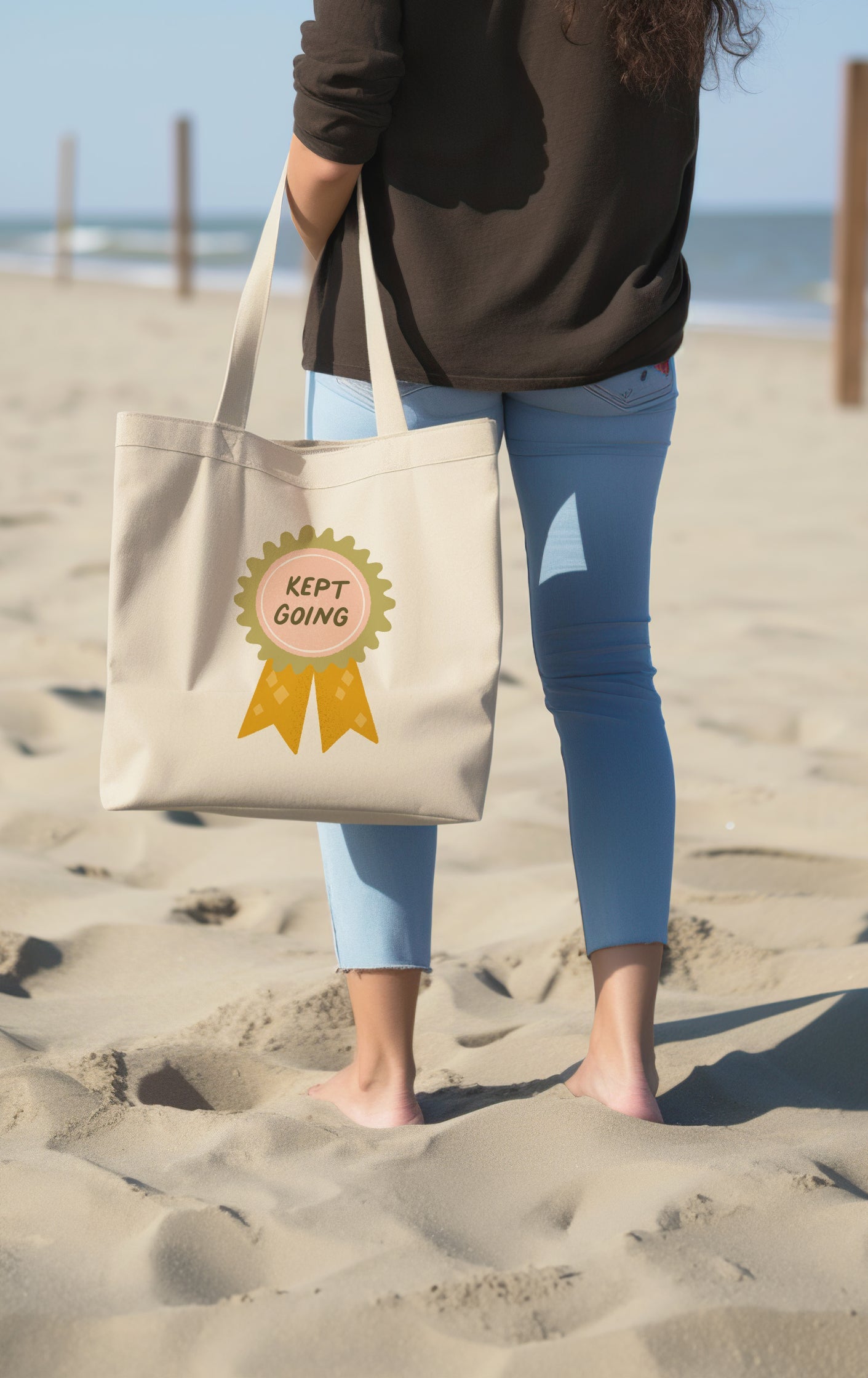 Kept Going Award Ribbon Cotton Canvas Tote Bag
