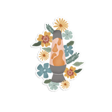 Retro Floral Illustration Lava Lamp Sticker