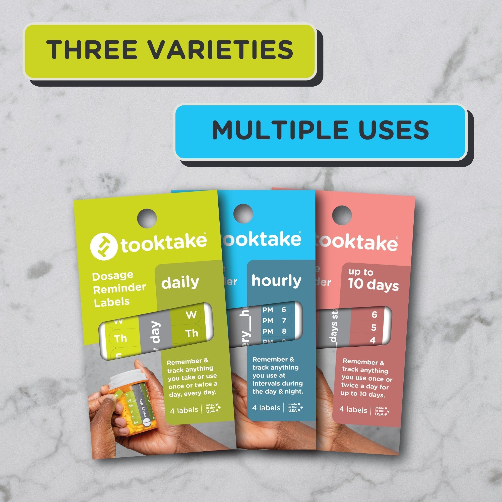 Tooktake Reminder Labels -  MIXED 3 PACK  (12 labels)