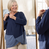 Colorblock Wrap Shirt with Drain Pockets